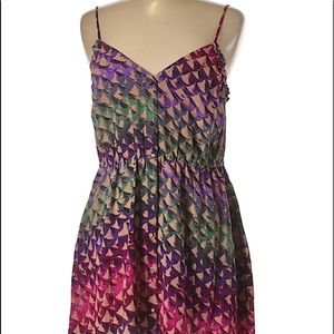 Silk geometric print dress